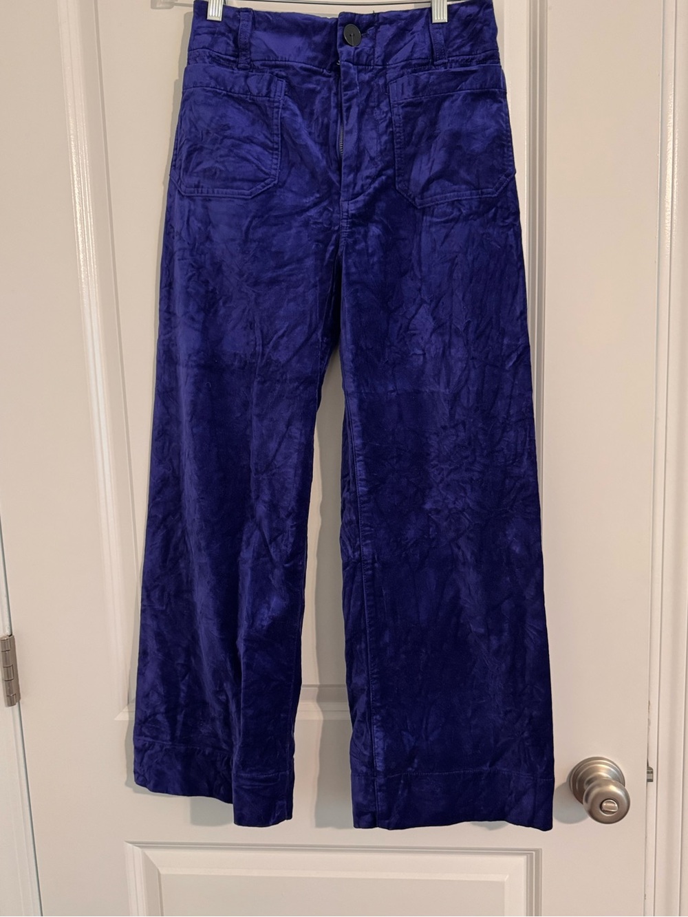 Anthropologie Wide-Leg Velvet Jeans in Deep Royal Blue